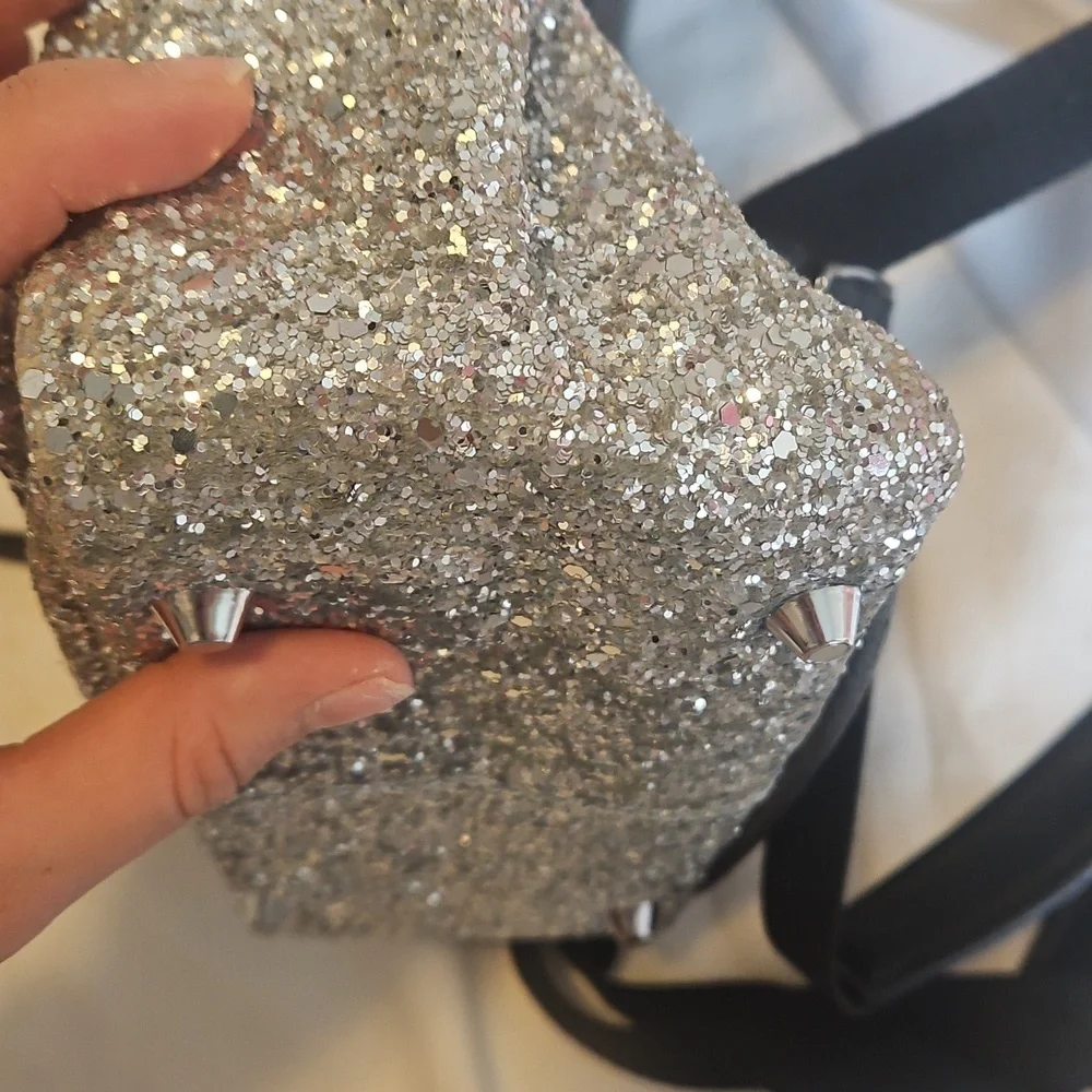 Chiara Ferragni Silver Glitter Eye Backpack - Picture 13 of 14